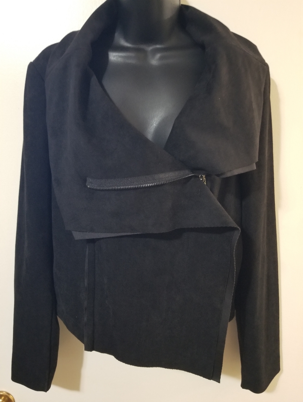 BCBGMAXAZRIA NWOT Suede Feel Moto Jacket Asym Draped Stretch L